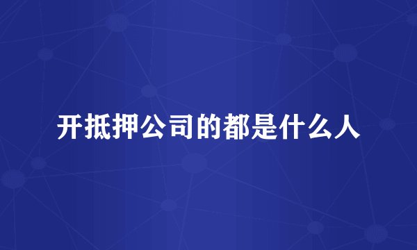 开抵押公司的都是什么人