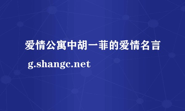 爱情公寓中胡一菲的爱情名言 g.shangc.net