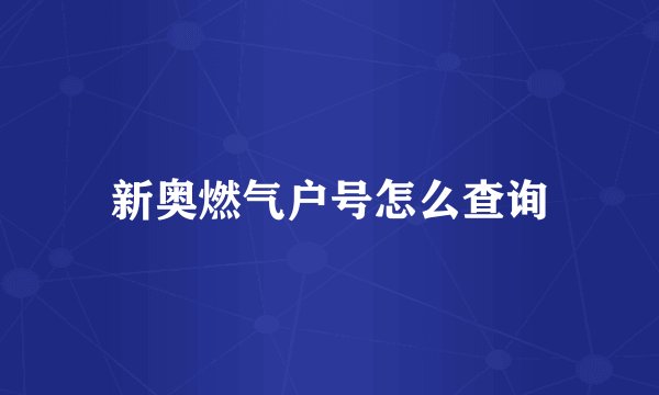 新奥燃气户号怎么查询
