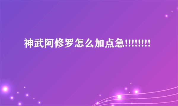 神武阿修罗怎么加点急!!!!!!!!