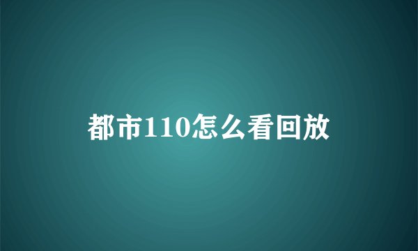 都市110怎么看回放