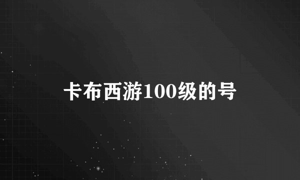 卡布西游100级的号