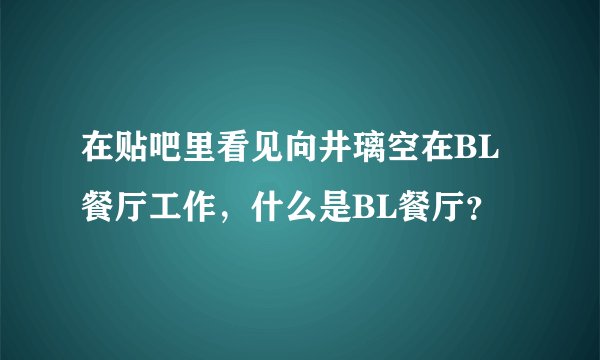 在贴吧里看见向井璃空在BL餐厅工作，什么是BL餐厅？