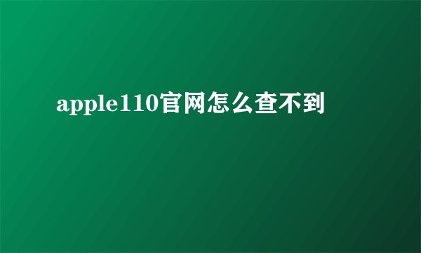apple110官网怎么查不到