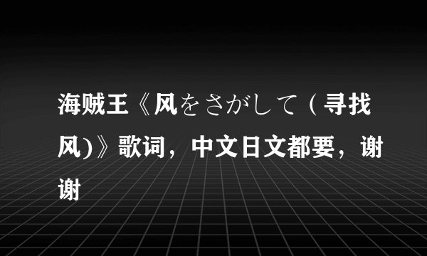 海贼王《风をさがして（寻找风)》歌词，中文日文都要，谢谢