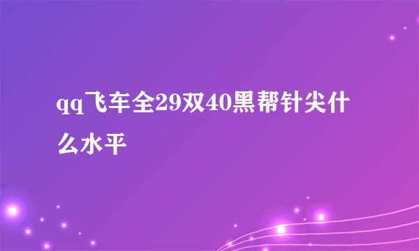 qq飞车全29双40黑帮针尖什么水平