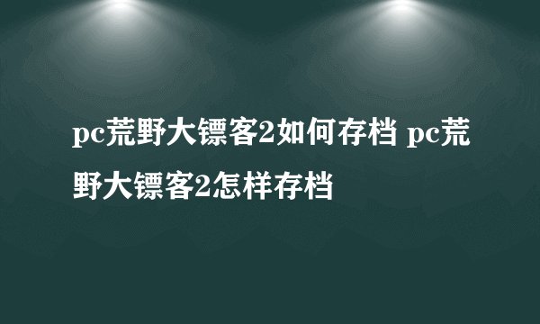 pc荒野大镖客2如何存档 pc荒野大镖客2怎样存档