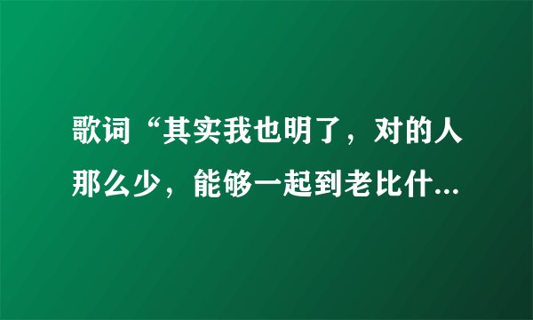 歌词“其实我也明了，对的人那么少，能够一起到老比什么都重要”是什么歌