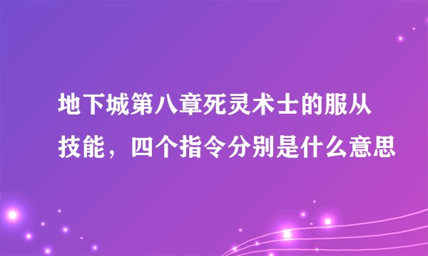 地下城第八章死灵术士的服从技能，四个指令分别是什么意思