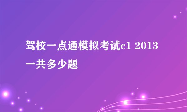 驾校一点通模拟考试c1 2013一共多少题