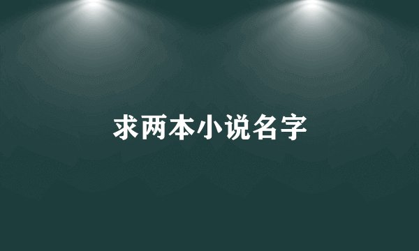 求两本小说名字