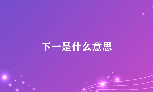 下一是什么意思