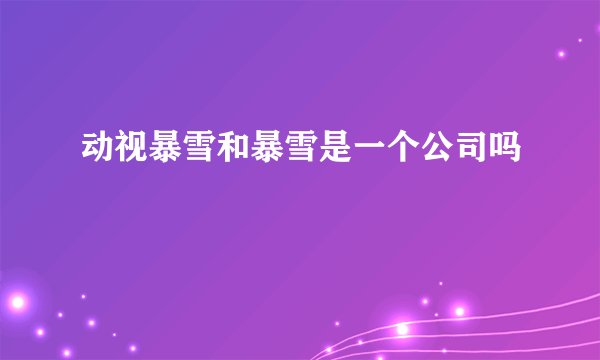 动视暴雪和暴雪是一个公司吗