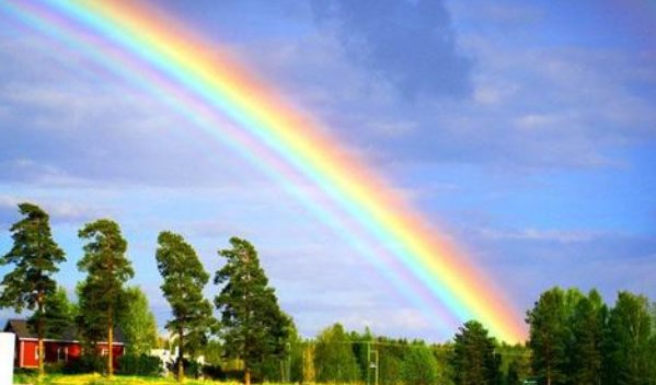当天空出现弯曲彩虹的时候最外层的颜色是什么？