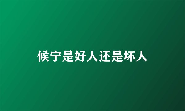 候宁是好人还是坏人