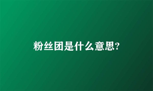 粉丝团是什么意思?