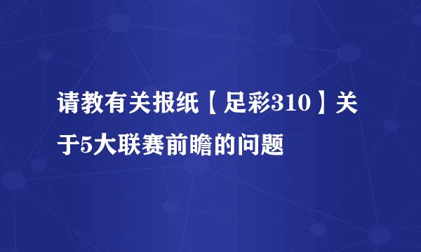 请教有关报纸【足彩310】关于5大联赛前瞻的问题