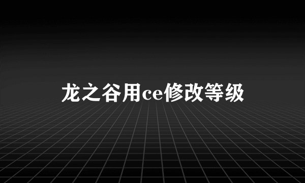 龙之谷用ce修改等级
