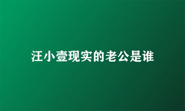 汪小壹现实的老公是谁