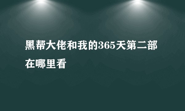 黑帮大佬和我的365天第二部在哪里看