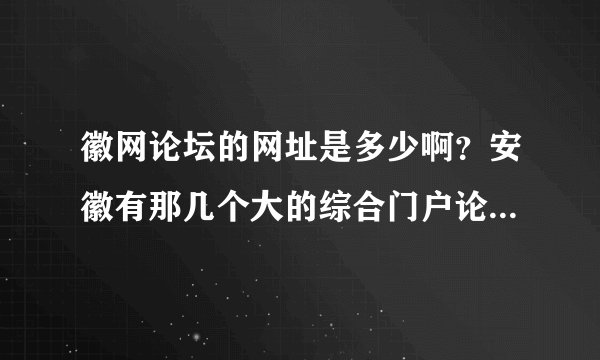 徽网论坛的网址是多少啊？安徽有那几个大的综合门户论坛社区呀？急用