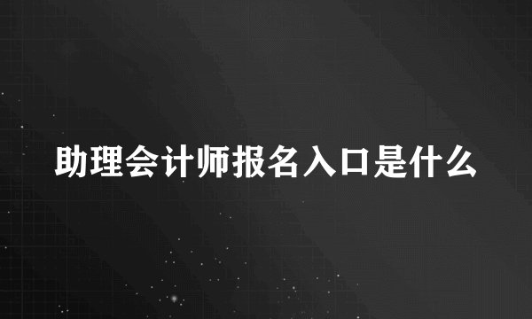 助理会计师报名入口是什么
