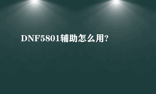 DNF5801辅助怎么用?