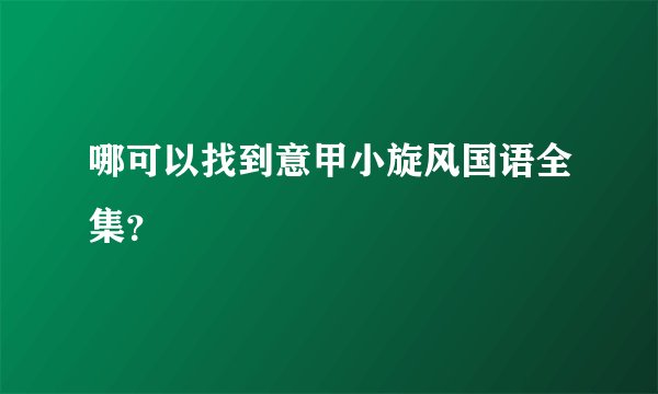 哪可以找到意甲小旋风国语全集？