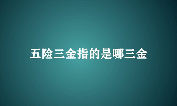 五险三金指的是哪三金