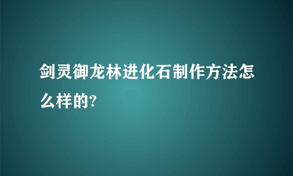剑灵御龙林进化石制作方法怎么样的?