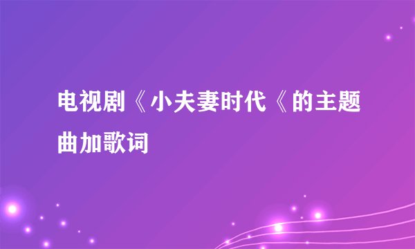 电视剧《小夫妻时代《的主题曲加歌词