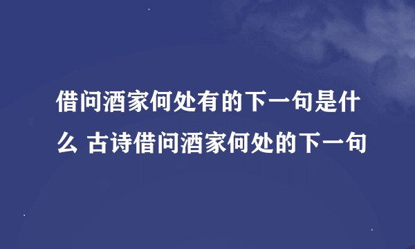 借问酒家何处有的下一句是什么 古诗借问酒家何处的下一句
