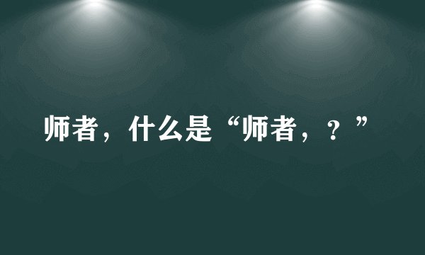 师者,什么是“师者,?”