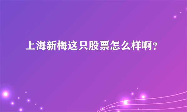 上海新梅这只股票怎么样啊？