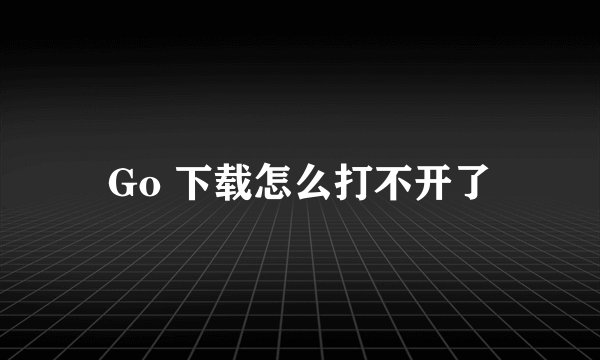 Go 下载怎么打不开了