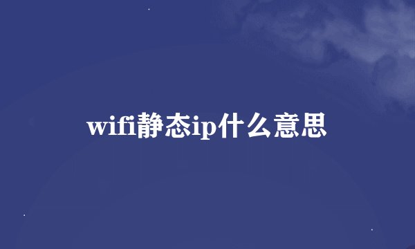 wifi静态ip什么意思