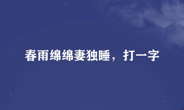 春雨绵绵妻独睡，打一字
