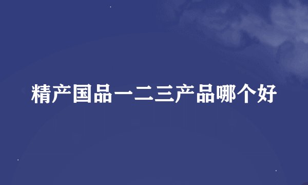 精产国品一二三产品哪个好
