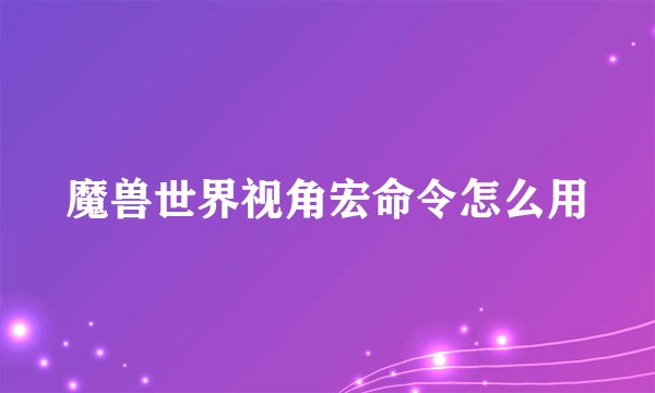 魔兽世界视角宏命令怎么用