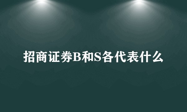 招商证券B和S各代表什么