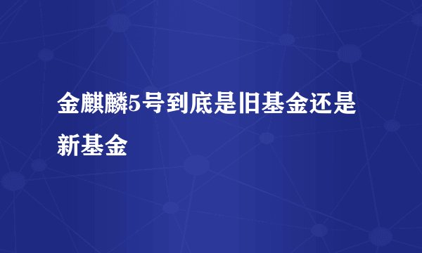 金麒麟5号到底是旧基金还是新基金