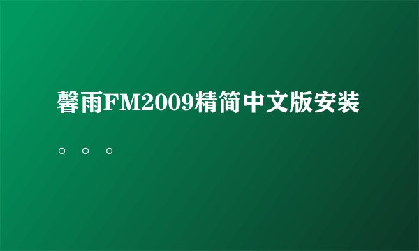 馨雨FM2009精简中文版安装。。。