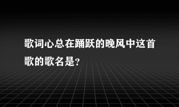 歌词心总在踊跃的晚风中这首歌的歌名是？