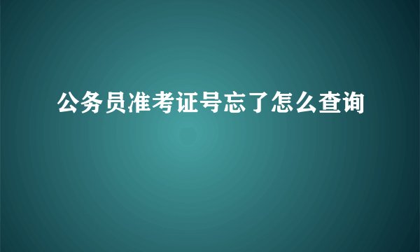 公务员准考证号忘了怎么查询