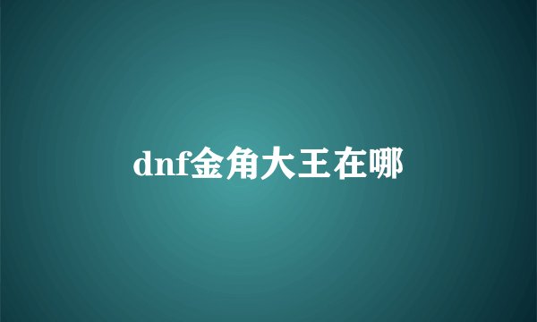 dnf金角大王在哪