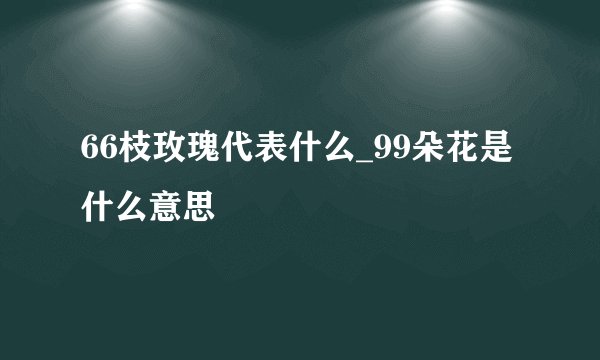66枝玫瑰代表什么_99朵花是什么意思