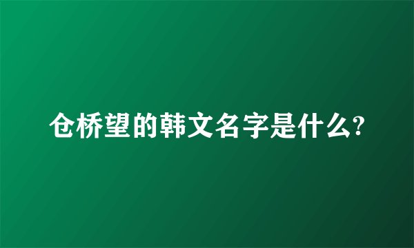 仓桥望的韩文名字是什么?