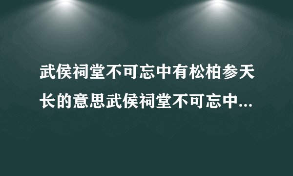 武侯祠堂不可忘中有松柏参天长的意思武侯祠堂不可忘中有松柏参天长赏析