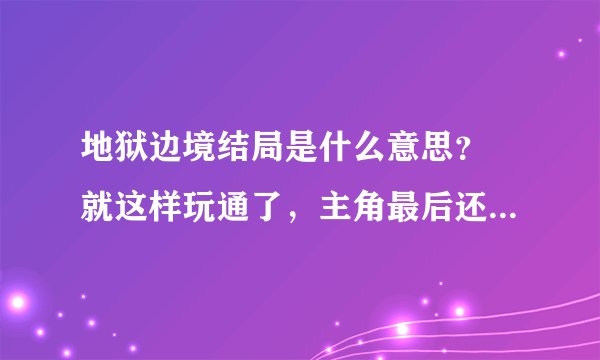 地狱边境结局是什么意思？ 就这样玩通了，主角最后还是死亡.. 最后那个人是谁？还有结局说的是人生？