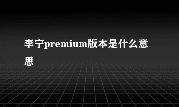 李宁premium版本是什么意思